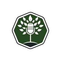 Eco podcast vector logo design. Nature talk logo concept.