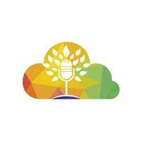 Eco podcast vector logo design. Nature talk logo concept.