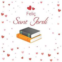 Design for Sant Jordi with books and heart background vector