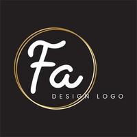 Professional FA logo, circle gold vector