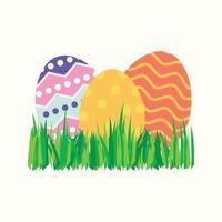 Colourful decorative easter egg with natural green grass vector