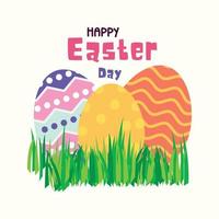 happy easter egg with natural green grass vector
