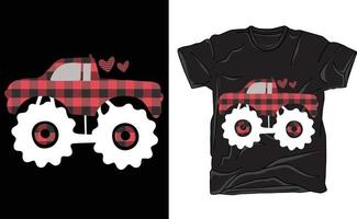 Red Buffalo Plaid Truck T Shirt vector