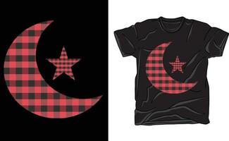 Red Buffalo plaid Moon  Star vector