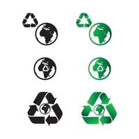 set of six earth recycling icons isolated on white background vector