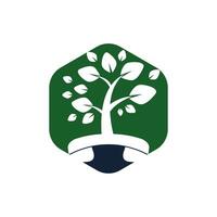 diseño de logotipo de vector de llamada de naturaleza. plantilla de diseño de icono de árbol de auricular.