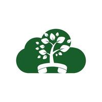 diseño de logotipo de vector de llamada de naturaleza. plantilla de diseño de icono de árbol de auricular.