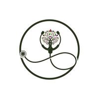 Health stethoscope vector logo design. Stethoscope with tree icon vector design.