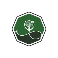 Health stethoscope vector logo design. Stethoscope with tree icon vector design.