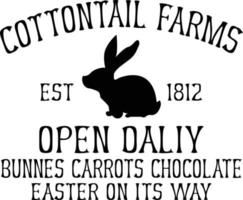 conejo granjas est 1812 abierto daliy bollos zanahorias chocolate Pascua de Resurrección en sus camino vector
