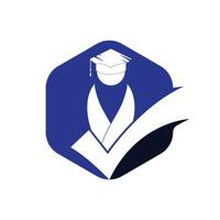 Student and check mark icon and logo design. Educational and institutional vector logo design template.