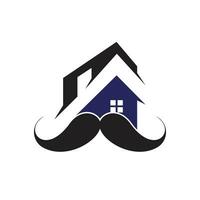 diseño de logotipo de vector de casa de bigote. concepto de diseño de logotipo de casa fuerte.