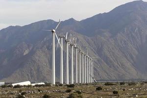 molinos de viento a palma muelles viento granja, California, generando limpiar renovable eléctrico energía a lucha clima cambio y global calentamiento foto