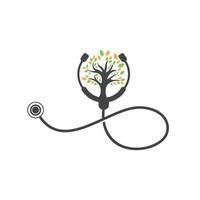 Health stethoscope vector logo design. Stethoscope with tree icon vector design.