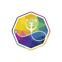 diseño de logotipo de vector de estetoscopio de salud. estetoscopio con diseño de vector de icono de árbol.