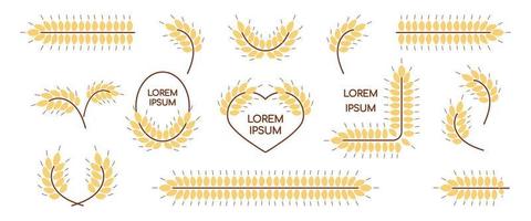 conjunto de trigo orejas íconos plantillas vector ilustración