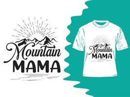 vector montaña mamá cámping tipografía camiseta diseño