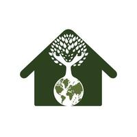 Globe and hand tree vector design. Nature and earth care concept.