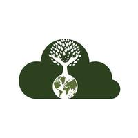 Globe and hand tree vector design. Nature and earth care concept.