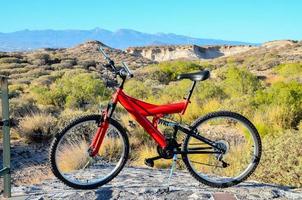 Red mountain bicycle photo