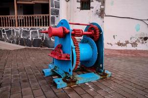 Blue metal winch photo