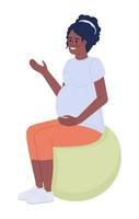 Soon-to-be mother sitting on exercise ball semi flat color vector character. Editable figure. Full body person on white. Simple cartoon style spot illustration for web graphic design and animation