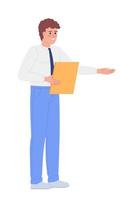 Division manager with clipboard semi flat color vector character. Inspector. Editable figure. Full body person on white. Simple cartoon style spot illustration for web graphic design and animation