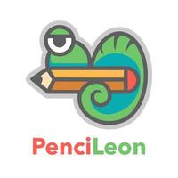 Chameleon pencil cartoon vector