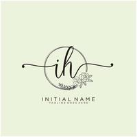 Initial IH feminine logo collections template. handwriting logo of initial signature, wedding, fashion, jewerly, boutique, floral and botanical with creative template for any company or business. vector