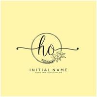 Initial HO feminine logo collections template. handwriting logo of initial signature, wedding, fashion, jewerly, boutique, floral and botanical with creative template for any company or business. vector