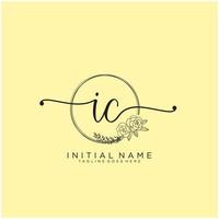 Initial IC feminine logo collections template. handwriting logo of initial signature, wedding, fashion, jewerly, boutique, floral and botanical with creative template for any company or business. vector