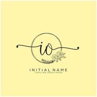 inicial io femenino logo colecciones modelo. escritura logo de inicial firma, boda, moda, joyería, boutique, floral y botánico con creativo modelo para ninguna empresa o negocio. vector