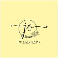 Initial JO feminine logo collections template. handwriting logo of initial signature, wedding, fashion, jewerly, boutique, floral and botanical with creative template for any company or business. vector