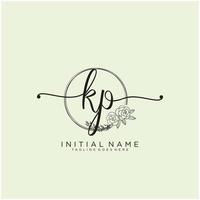 Initial KP feminine logo collections template. handwriting logo of initial signature, wedding, fashion, jewerly, boutique, floral and botanical with creative template for any company or business. vector