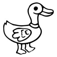 Duck linear outline empty vector illustration.