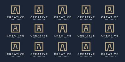 set of Logo design letters A with Square style. Vector template