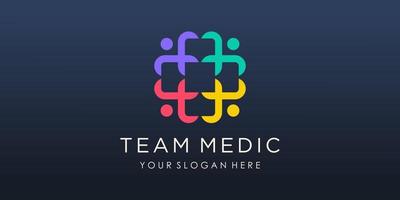 Cross Medical with People combination Logo Design Vector. vector