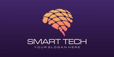 Brain tech logo design. Artificial intelligence and technology logo Vector design