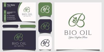 letter b combined twig Olive oil logo design template. vector