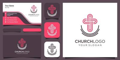 Abstract symbol cross logo template for churches and Christian organizations. vector