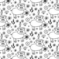 seamless pattern with the image of pigs vector