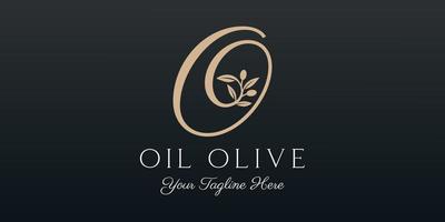 letter o combined twig Olive oil logo design template. vector