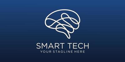 Brain tech logo design. Artificial intelligence and technology logo Vector design