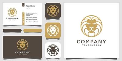 Lion head icon with circle concept luxurious logo design illustration template vector