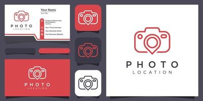 photo location logo, pin with camera design vector simple elegant modern style.