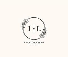 initial IL letters hand drawn feminine and floral botanical logo suitable for spa salon skin hair beauty boutique and cosmetic company. vector