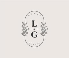 initial LG letters Beautiful floral feminine editable premade monoline logo suitable for spa salon skin hair beauty boutique and cosmetic company. vector