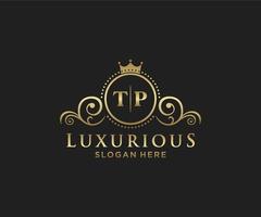 Initial TP Letter Royal Luxury Logo template in vector art for Restaurant, Royalty, Boutique, Cafe, Hotel, Heraldic, Jewelry, Fashion and other vector illustration.t