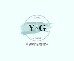 Initial YG Letter Beauty vector initial logo, handwriting logo of initial signature, wedding, fashion, jewerly, boutique, floral and botanical with creative template for any company or business.