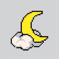 Pixel art illustration moon. Pixelated moon. shiny moon pixelated for the pixel art game and icon for website and video game. old school retro. vector